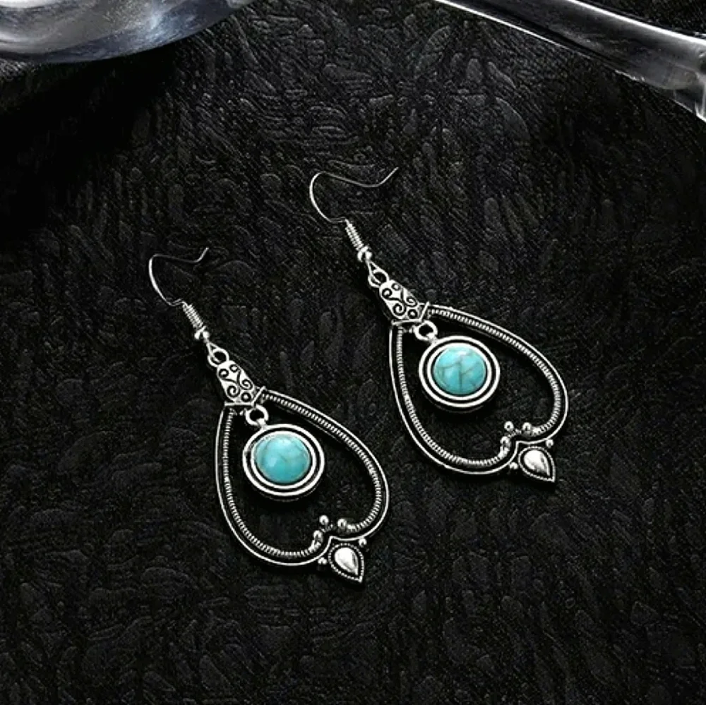 Bohemian Turquoise Silver Earrings